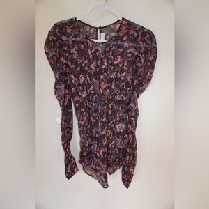 IRO Black and Red Floral Blouse